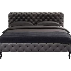 Betten-KARE Design Bett Desire Velvet Silbergrau 180X200 Cm