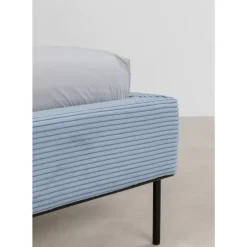 Betten-KARE Design Bett East Side Cord Blau 180X200Cm