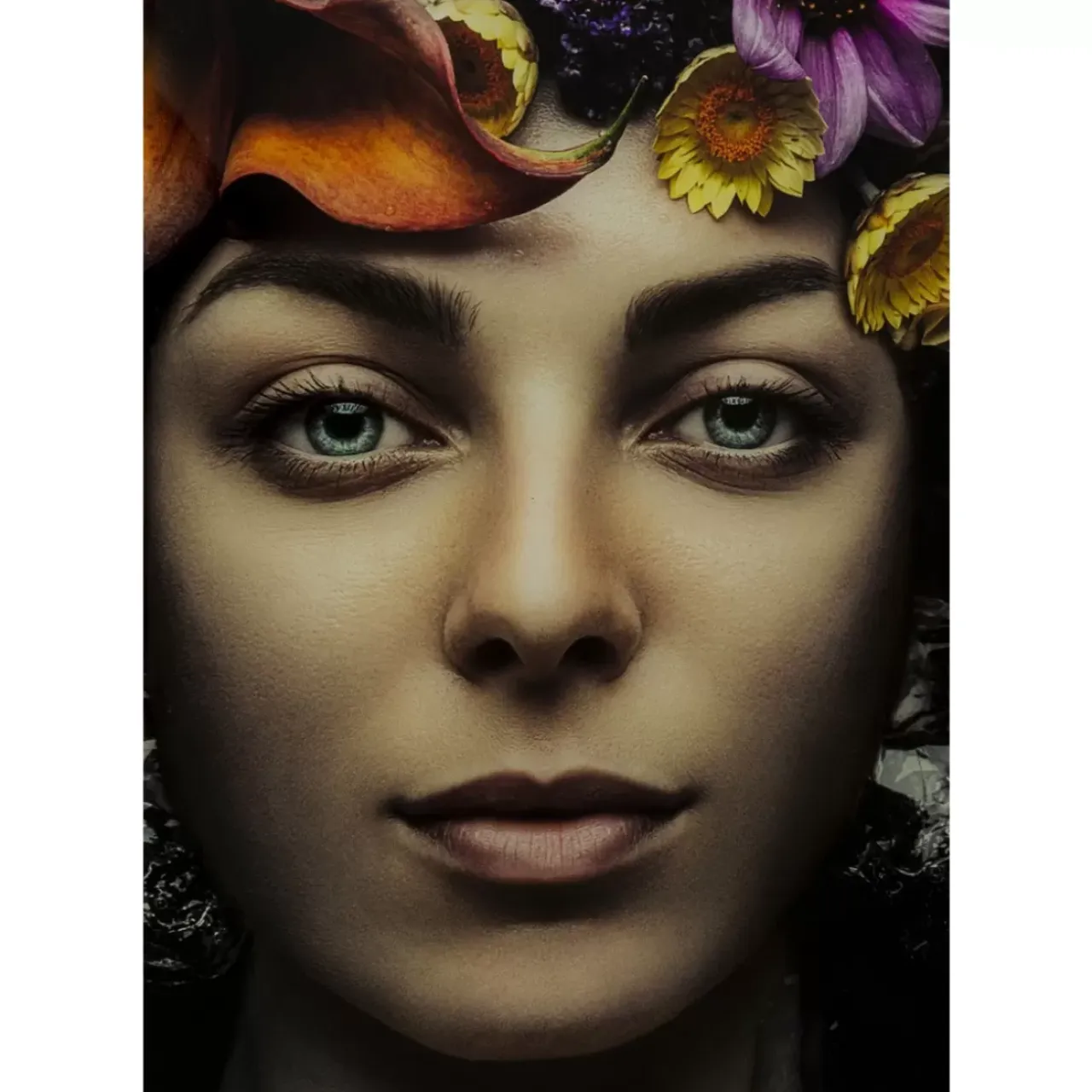 Bilder-KARE Design Bild Glas Flower Art Lady 120X120Cm