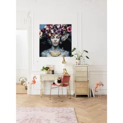 Bilder-KARE Design Bild Glas Flower Art Lady 120X120Cm