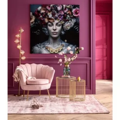 Bilder-KARE Design Bild Glas Flower Art Lady 120X120Cm