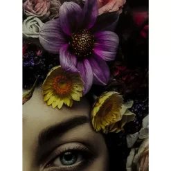 Bilder-KARE Design Bild Glas Flower Art Lady 80X80Cm