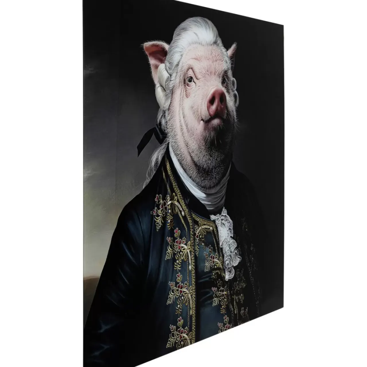 Bilder-KARE Design Bild Glas Gentleman Pig 120X120
