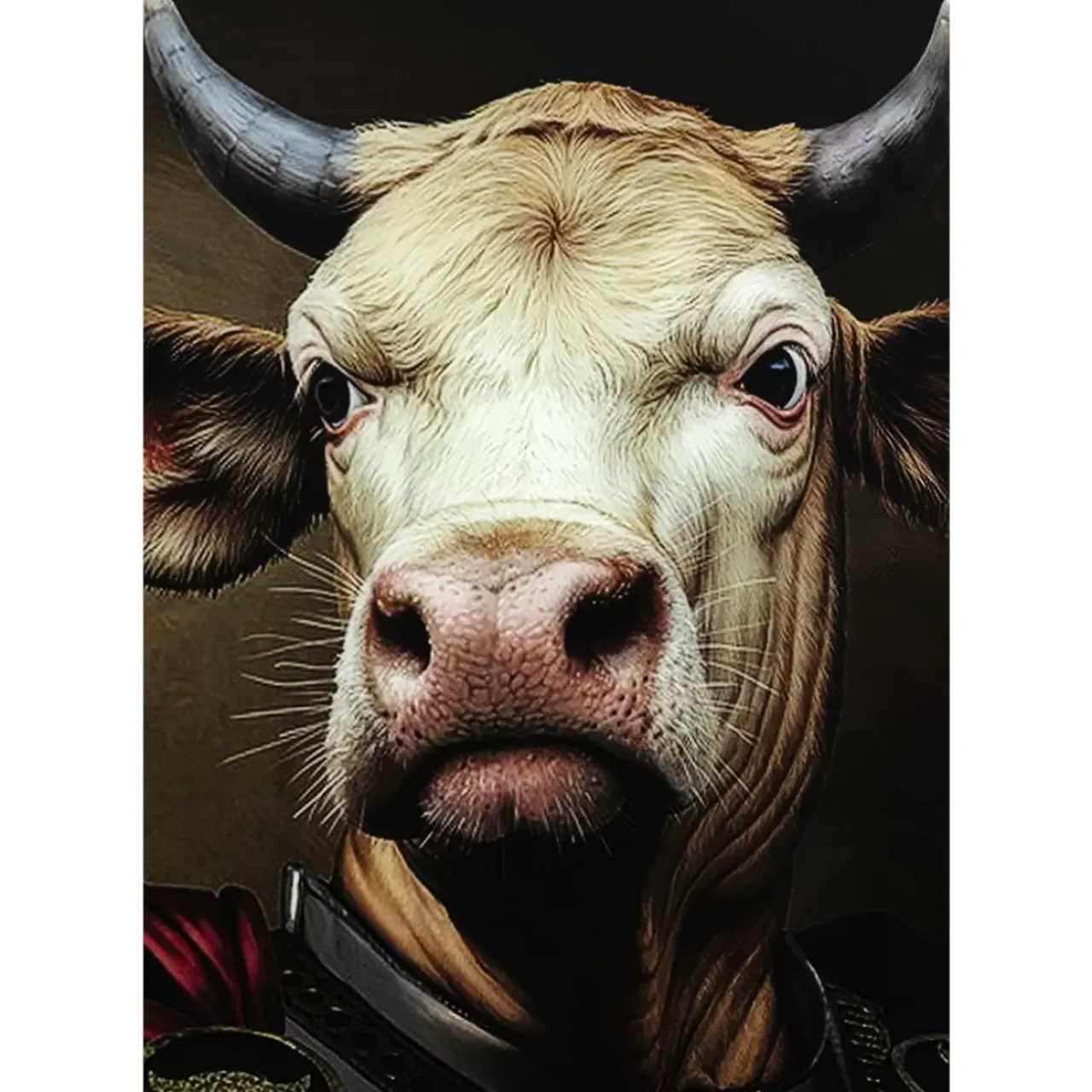 Bilder-KARE Design Bild Glas Knight Cow 120X120