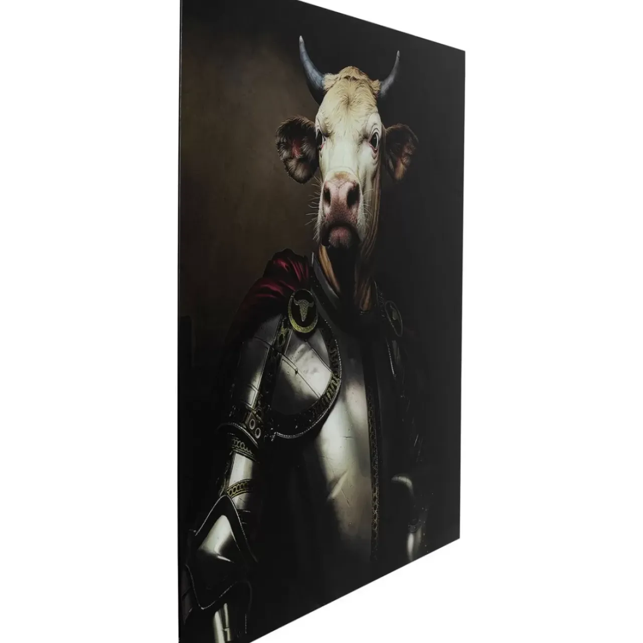 Bilder-KARE Design Bild Glas Knight Cow 120X120