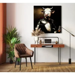 Bilder-KARE Design Bild Glas Knight Cow 120X120