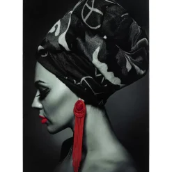 Bilder-KARE Design Bild Glas Lady Red Earring 80X120