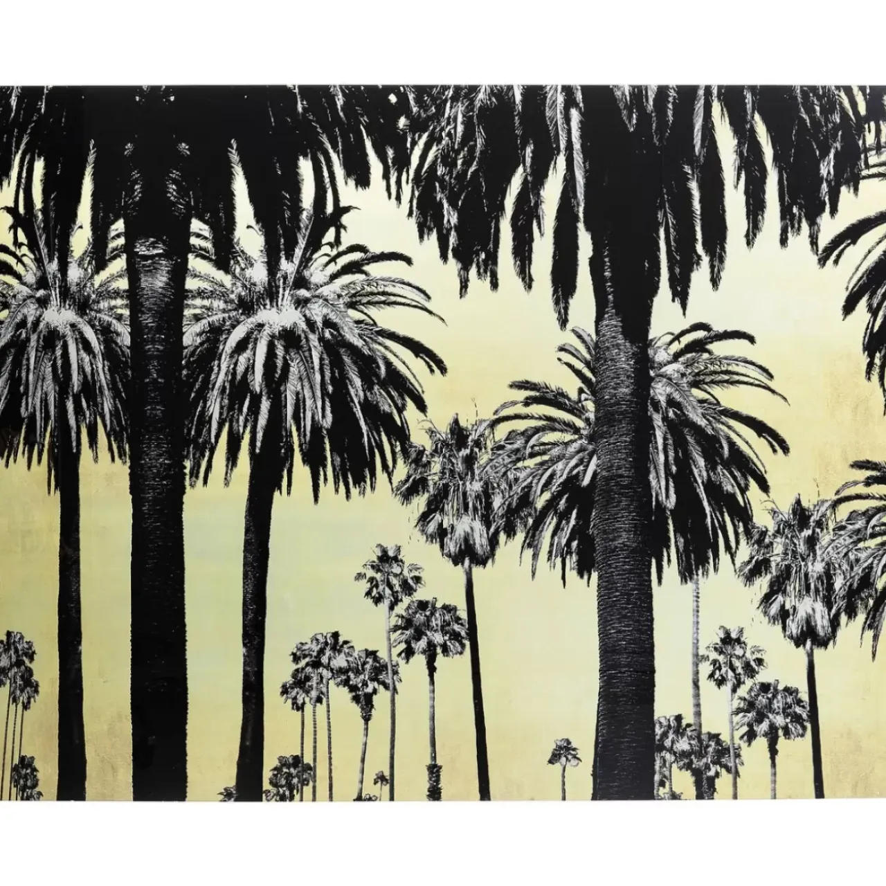Bilder-KARE Design Bild Glas Metallic Palms 180X120Cm