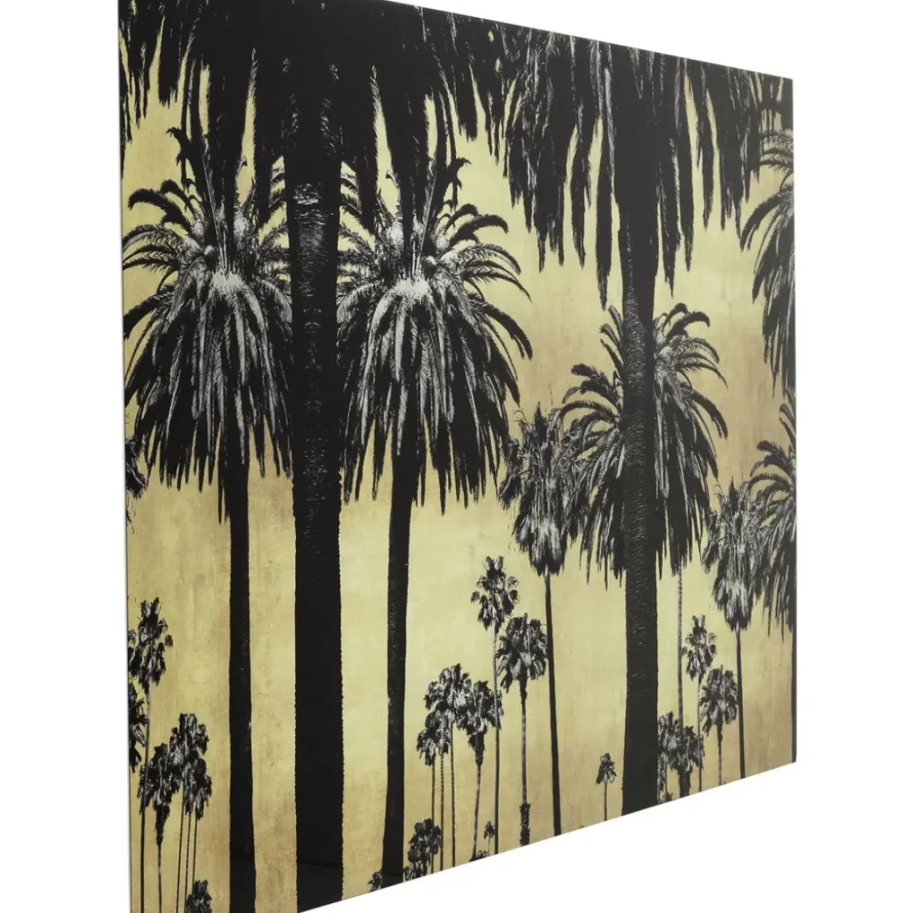 Bilder-KARE Design Bild Glas Metallic Palms 180X120Cm