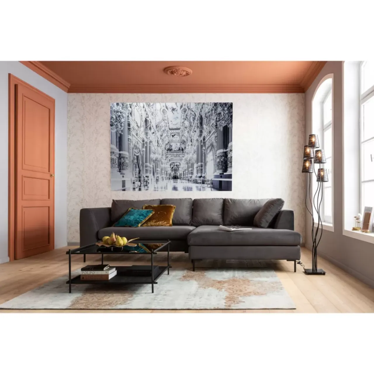 Bilder-KARE Design Bild Glas Metallic Versailles 180X120Cm