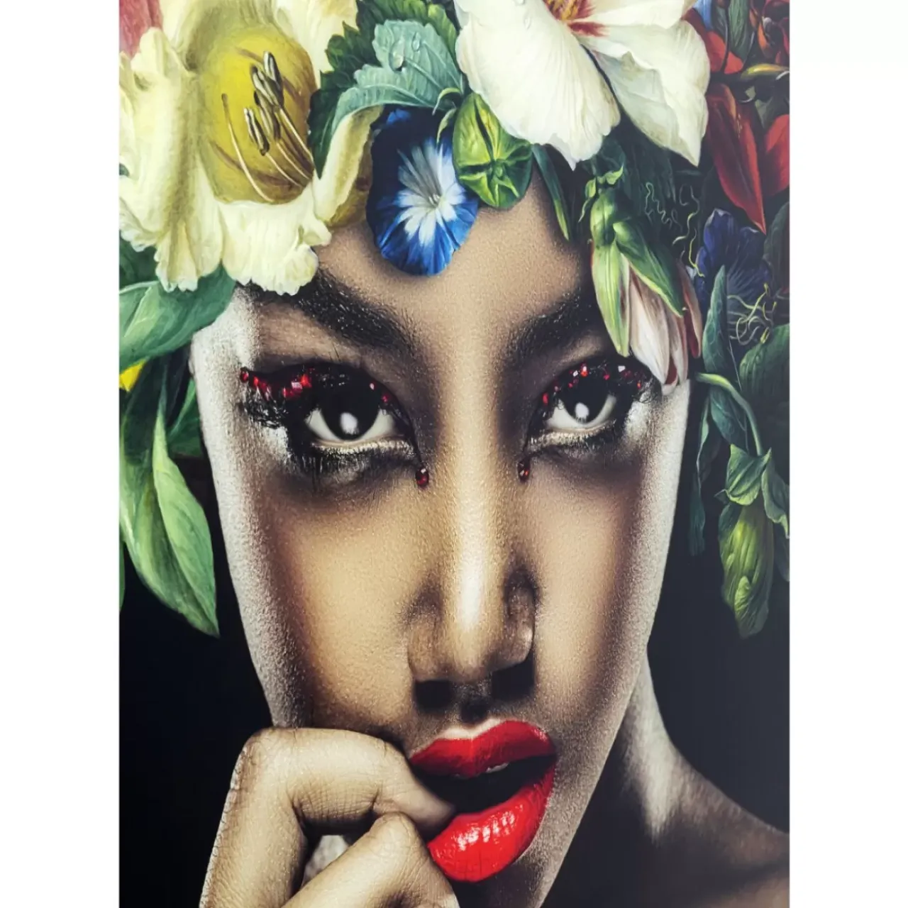 Bilder-KARE Design Bild Glas Pretty Flower Woman 100X100