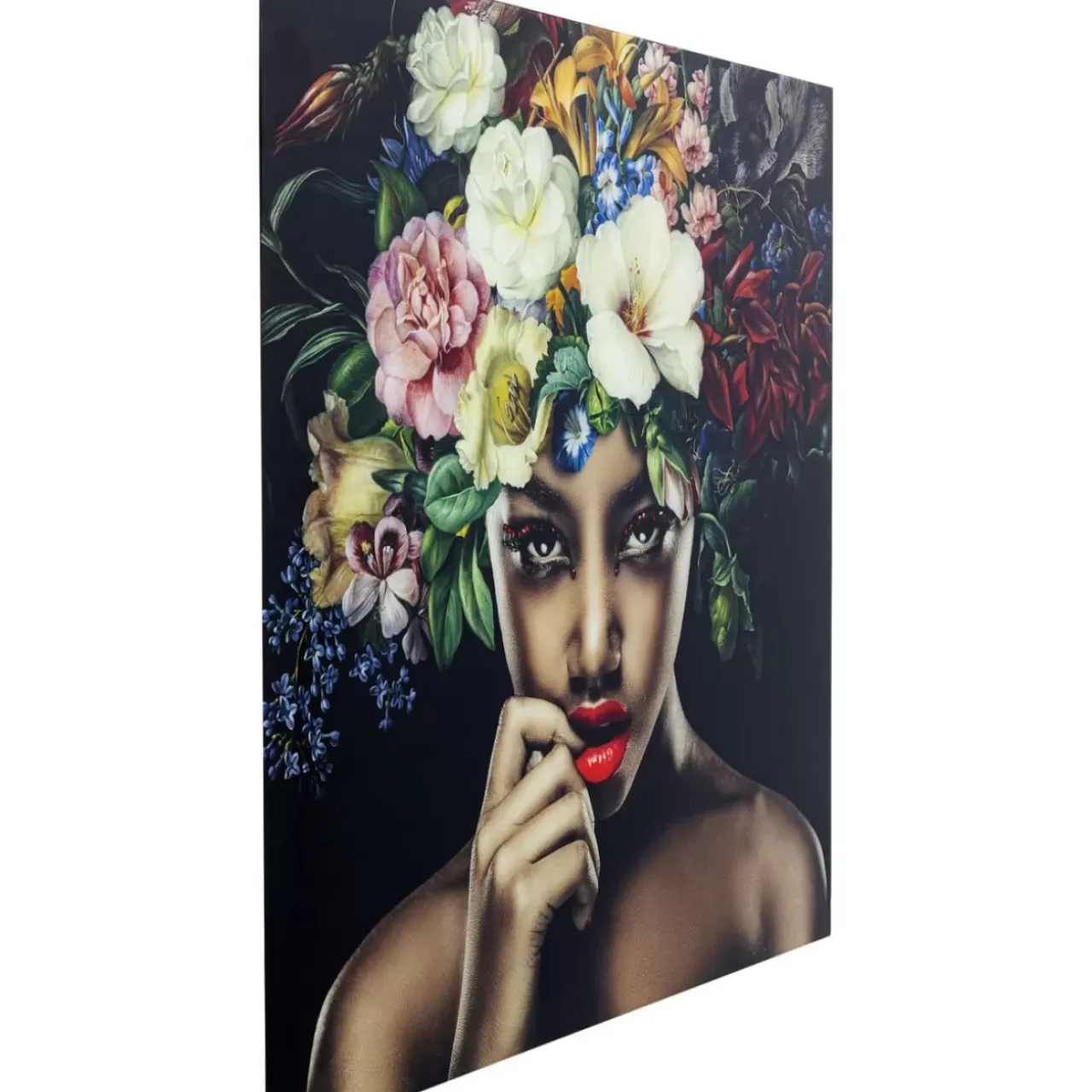 Bilder-KARE Design Bild Glas Pretty Flower Woman 100X100