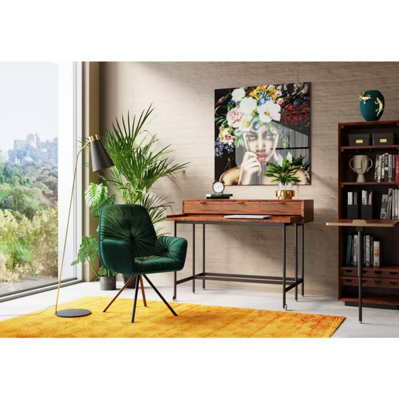 Bilder-KARE Design Bild Glas Pretty Flower Woman 100X100