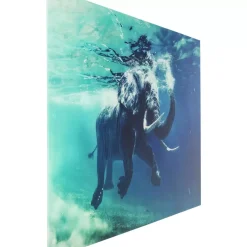 Bilder-KARE Design Bild Glas Swimming Elephant 180X120Cm