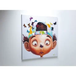 Bilder-KARE Design Bild Touched Boy With Butterflies 100X100Cm