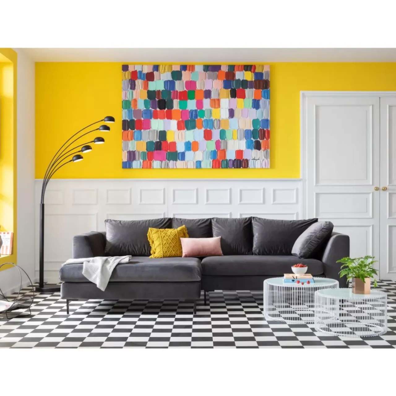 Bilder-KARE Design Bild Touched Colorful Dots 140X200Cm