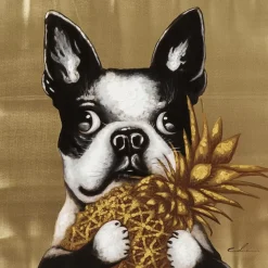 Bilder-KARE Design Bild Touched Dog With Pineapple 80X80Cm