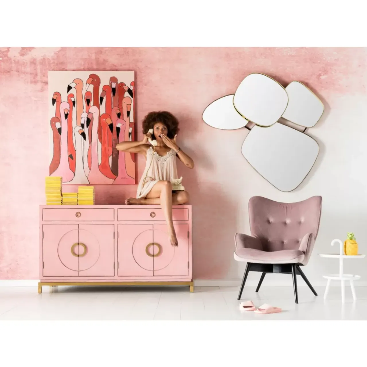 Bilder-KARE Design Bild Touched Flamingo Meeting 120X90Cm