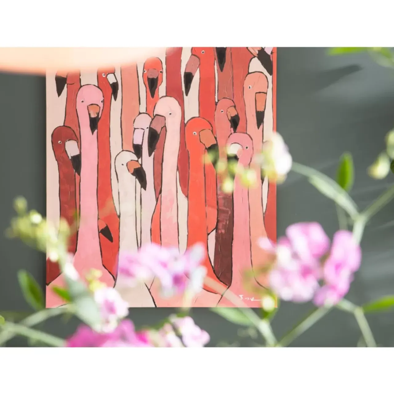Bilder-KARE Design Bild Touched Flamingo Meeting 120X90Cm