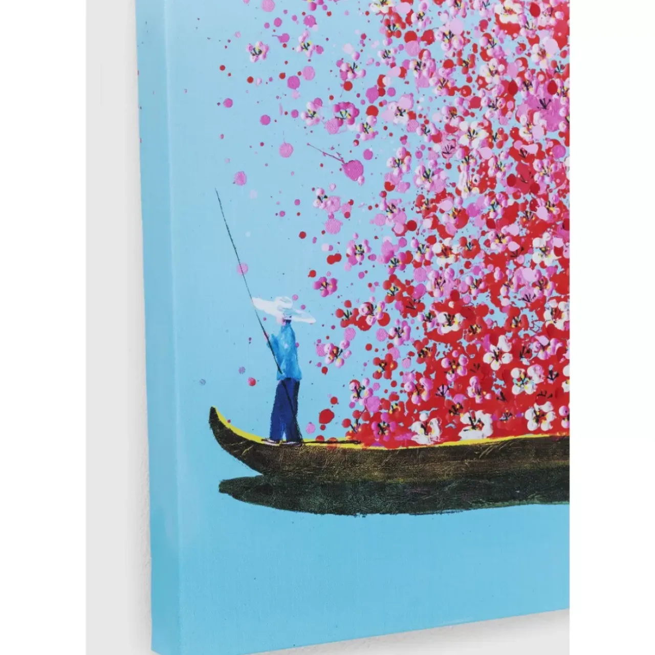 Bilder-KARE Design Bild Touched Flower Boat Blau Pink 80X100Cm