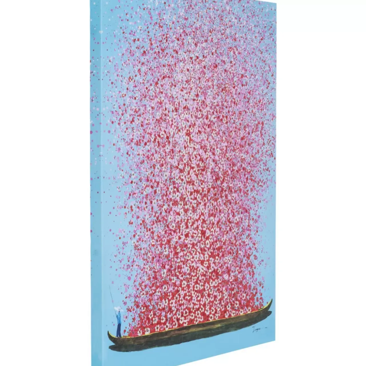 Bilder-KARE Design Bild Touched Flower Boat Blau Pink 80X100Cm