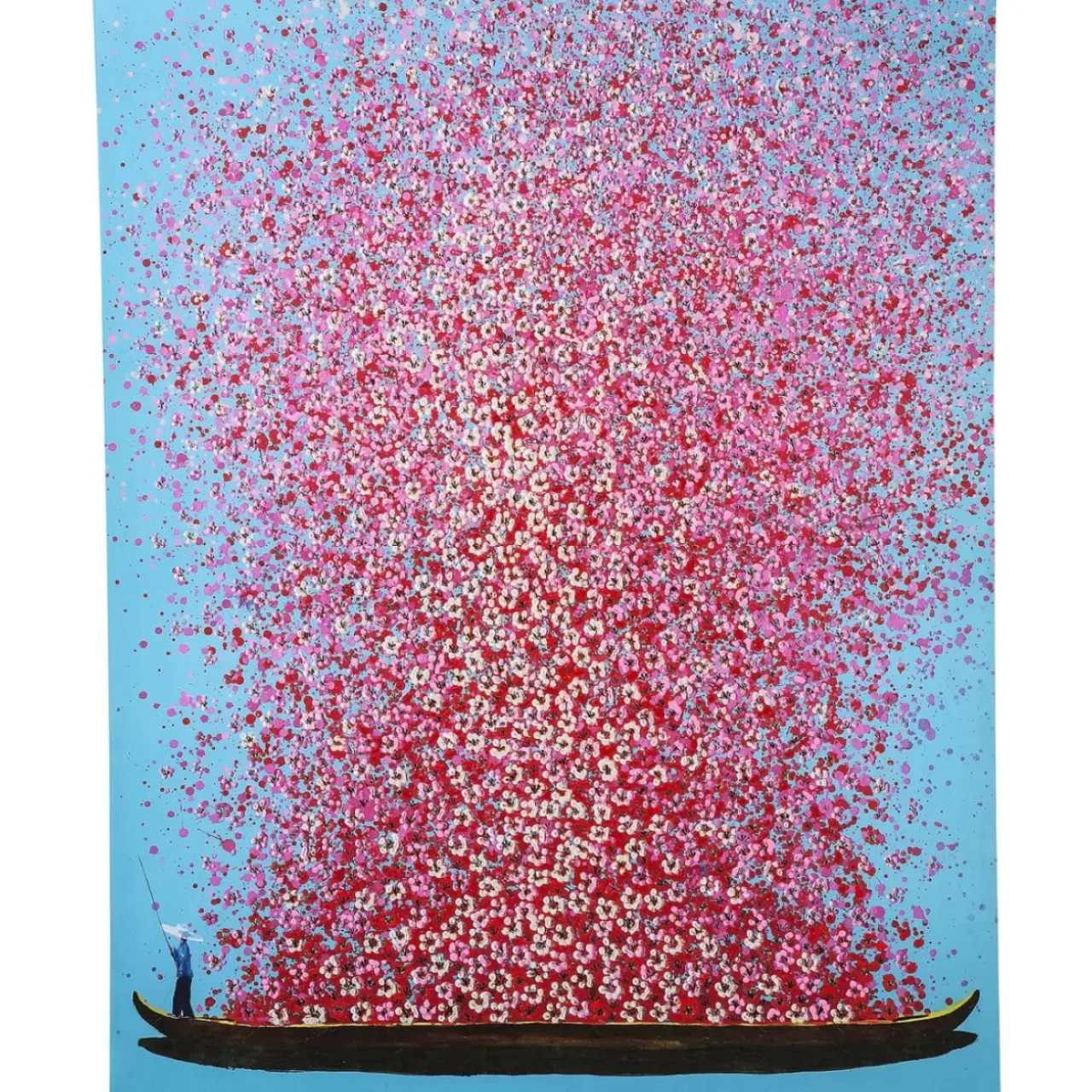 Bilder-KARE Design Bild Touched Flower Boat Blau Pink 160X120Cm