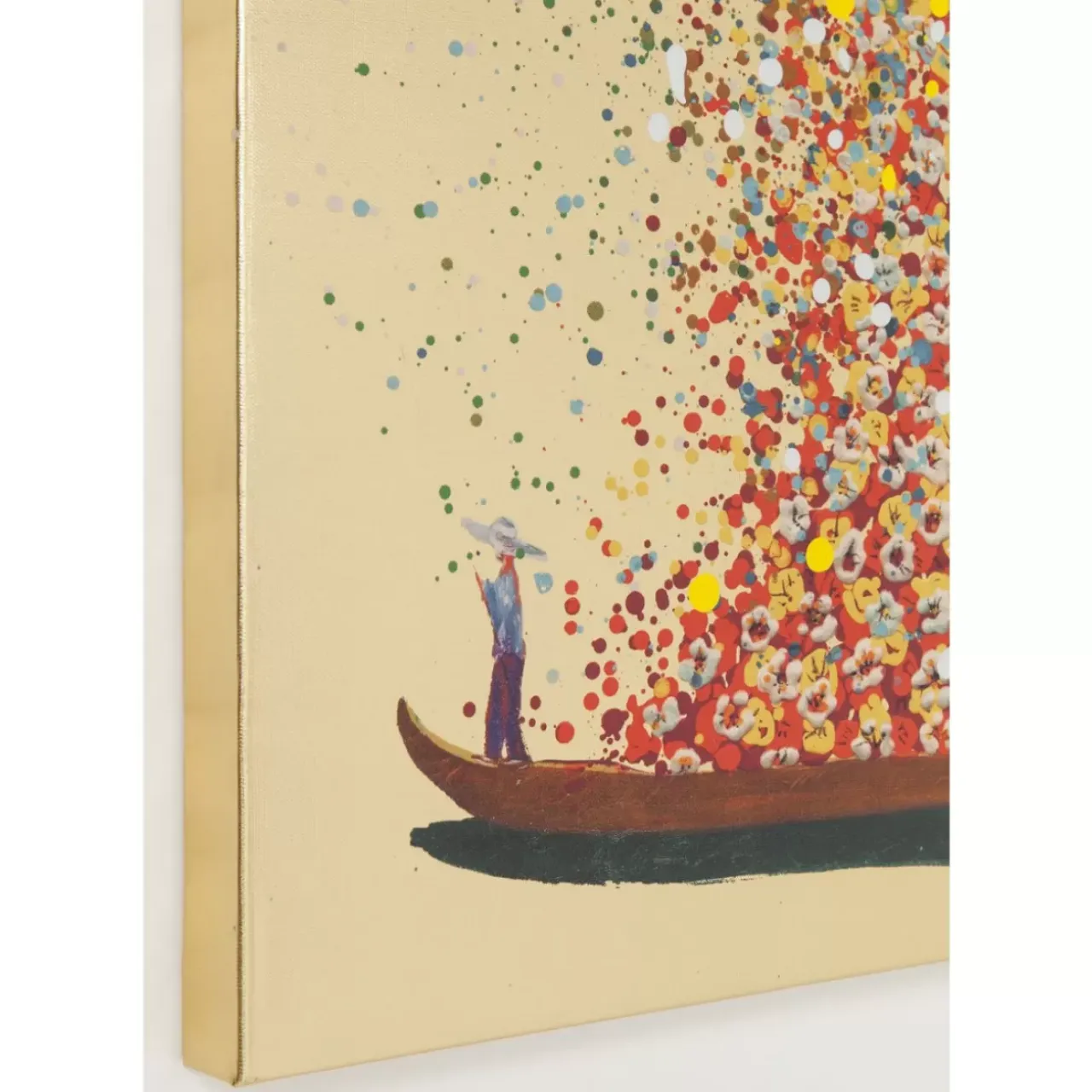 Bilder-KARE Design Bild Touched Flower Boat Gold Rot 120X160Cm