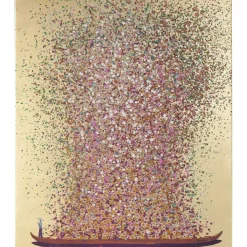 Bilder-KARE Design Bild Touched Flower Boat Gold Pink 160X120Cm