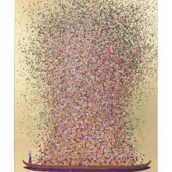 Bilder-KARE Design Bild Touched Flower Boat Gold Pink 100X80Cm