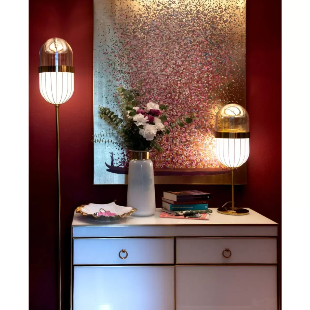Bilder-KARE Design Bild Touched Flower Boat Gold Pink 100X80Cm