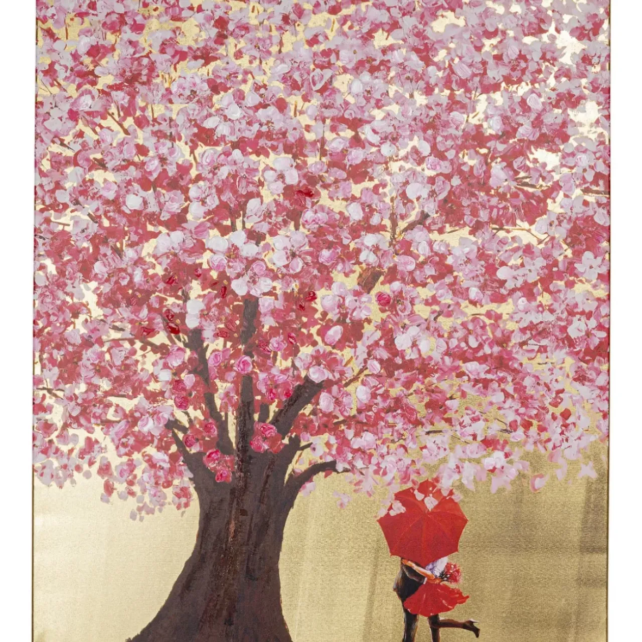 Bilder-KARE Design Bild Touched Flower Couple Gold Pink 100X80