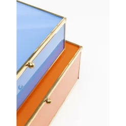 Aufbewahrung & Ordnung-KARE Design Box Neomi Orange Blau (2/Set)