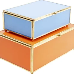Aufbewahrung & Ordnung-KARE Design Box Neomi Orange Blau (2/Set)