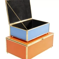 Aufbewahrung & Ordnung-KARE Design Box Neomi Orange Blau (2/Set)