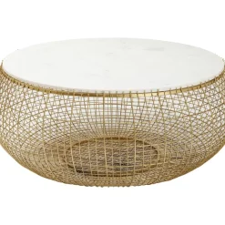 Tische-KARE Design Couchtisch Cesta Marmor Gold O100Cm