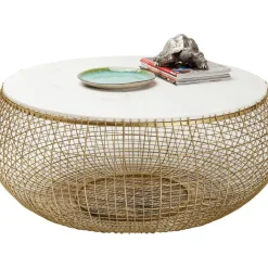 Tische-KARE Design Couchtisch Cesta Marmor Gold O100Cm