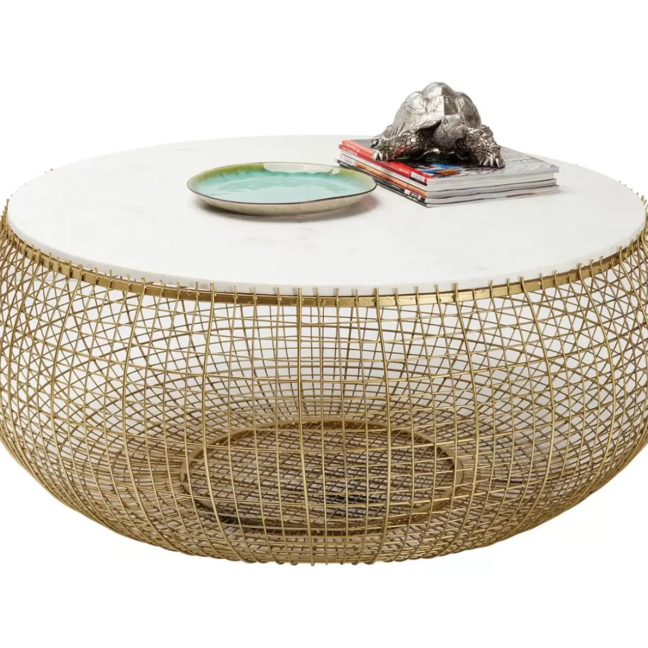 Tische-KARE Design Couchtisch Cesta Marmor Gold O100Cm