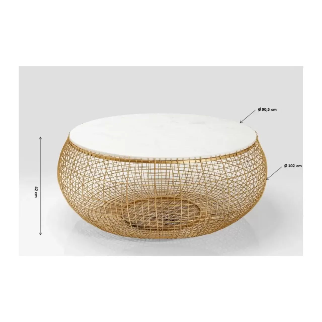 Tische-KARE Design Couchtisch Cesta Marmor Gold O100Cm