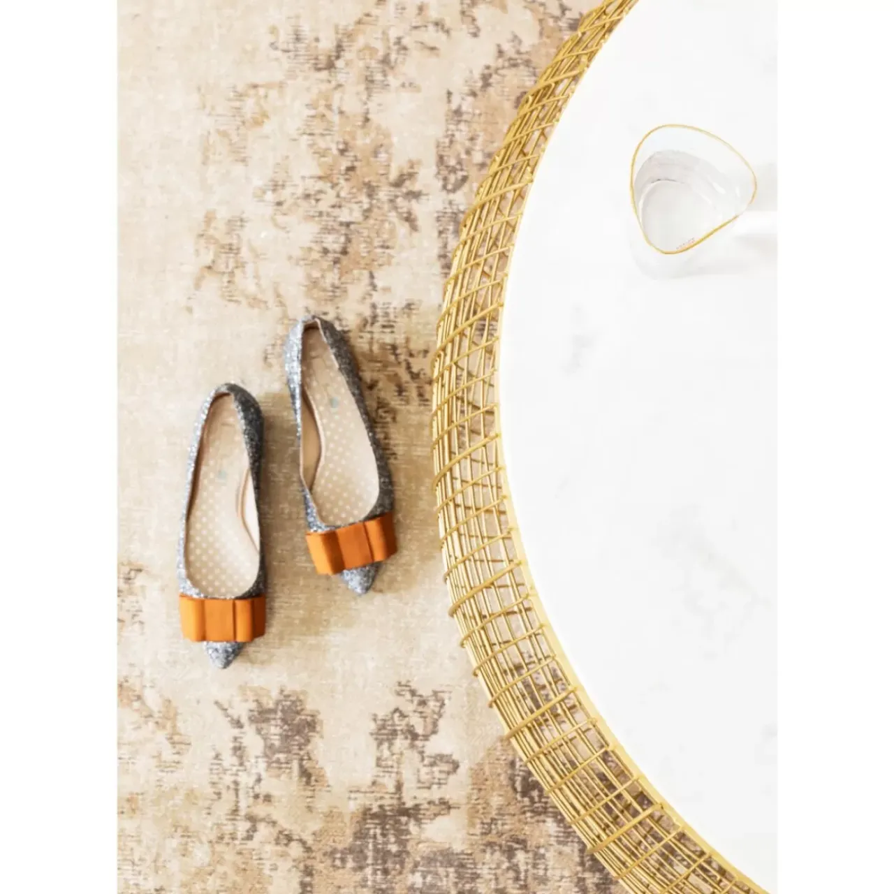 Tische-KARE Design Couchtisch Cesta Marmor Gold O100Cm