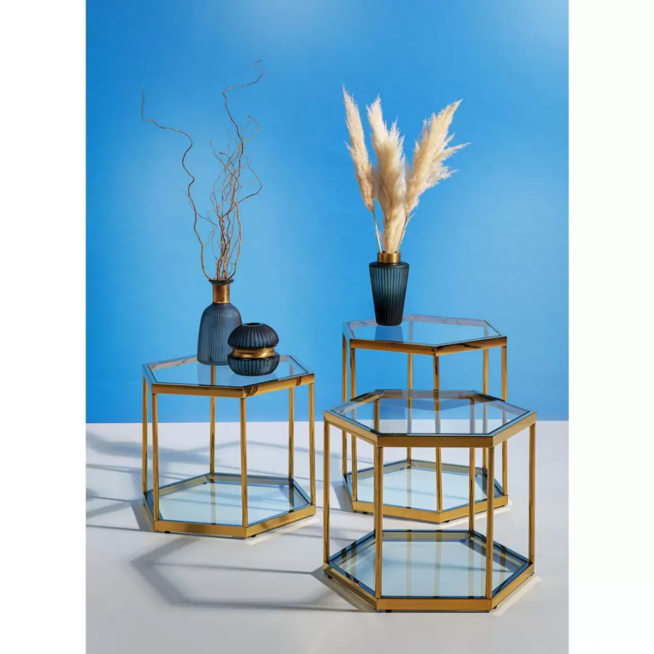 Tische-KARE Design Couchtisch Comb Gold 45
