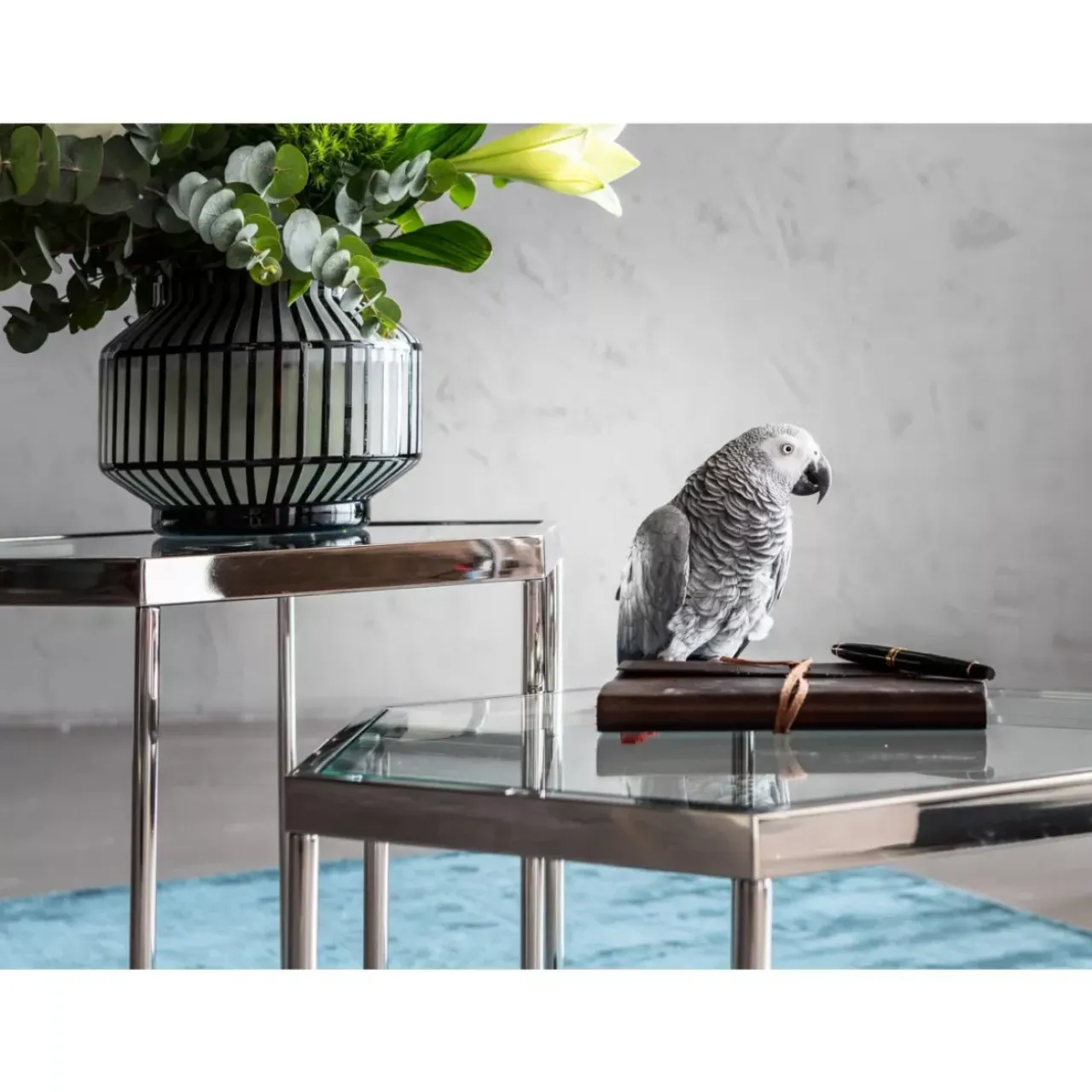 Tische-KARE Design Couchtisch Comb Silber 45