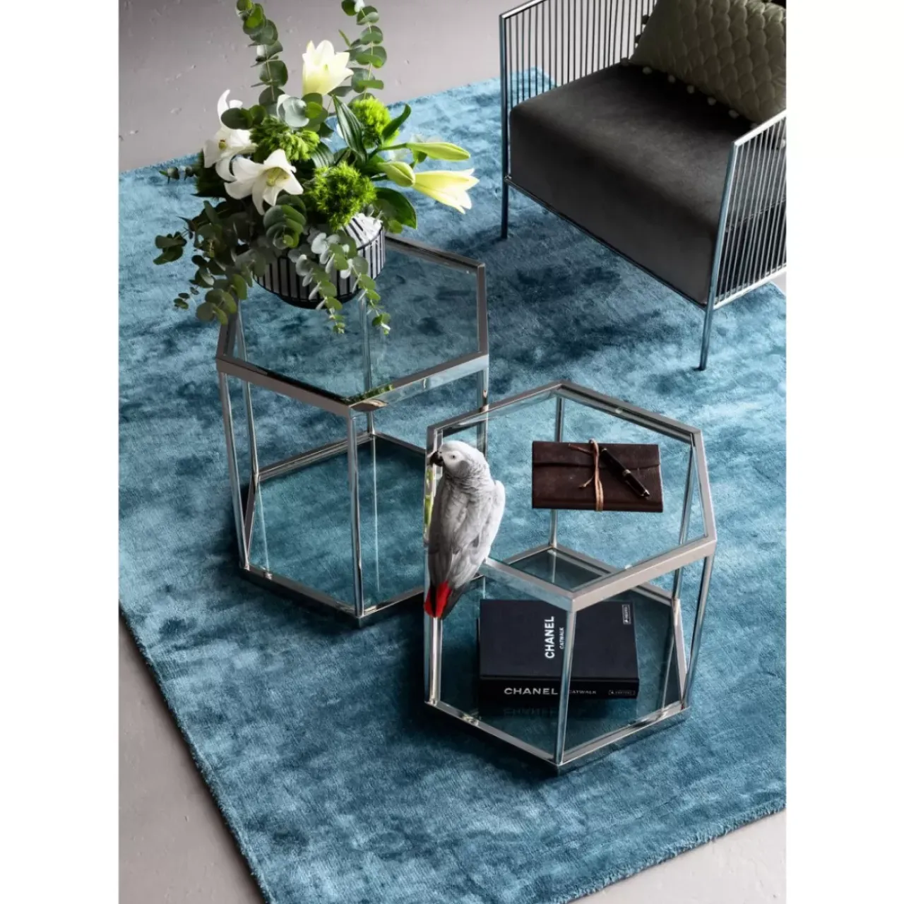 Tische-KARE Design Couchtisch Comb Silber 45