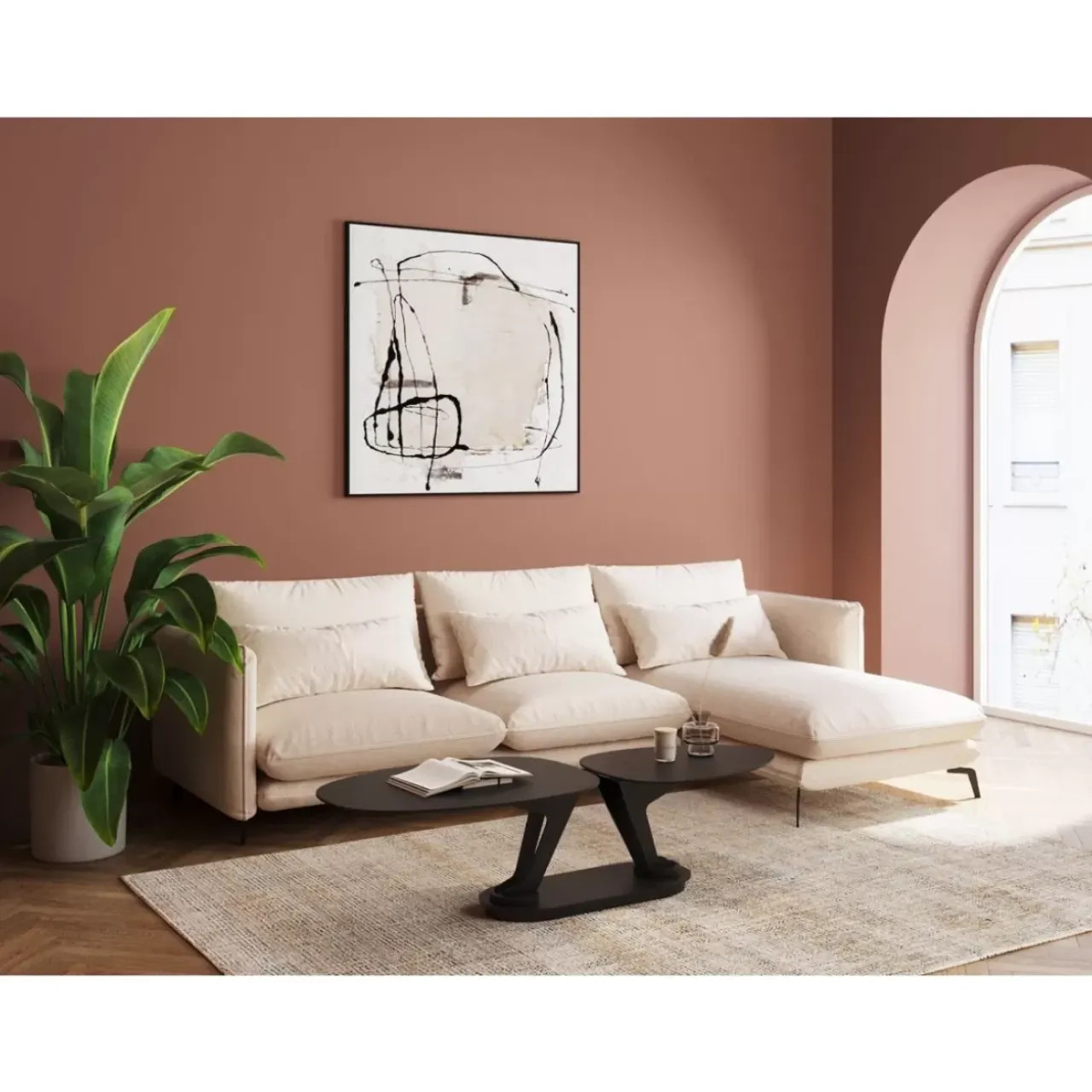 Tische-KARE Design Couchtisch Franklin Schwarz 150X58Cm