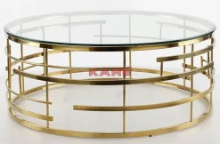 Tische-KARE Design Couchtisch Jupiter Gold O100Cm