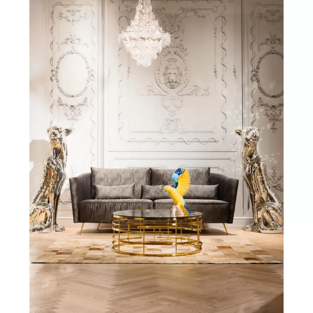 Tische-KARE Design Couchtisch Jupiter Gold O100Cm