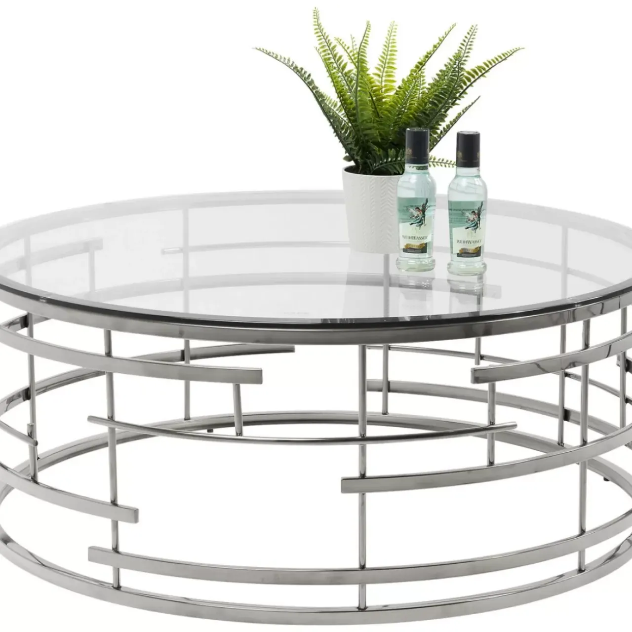 Tische-KARE Design Couchtisch Jupiter Silber O100Cm