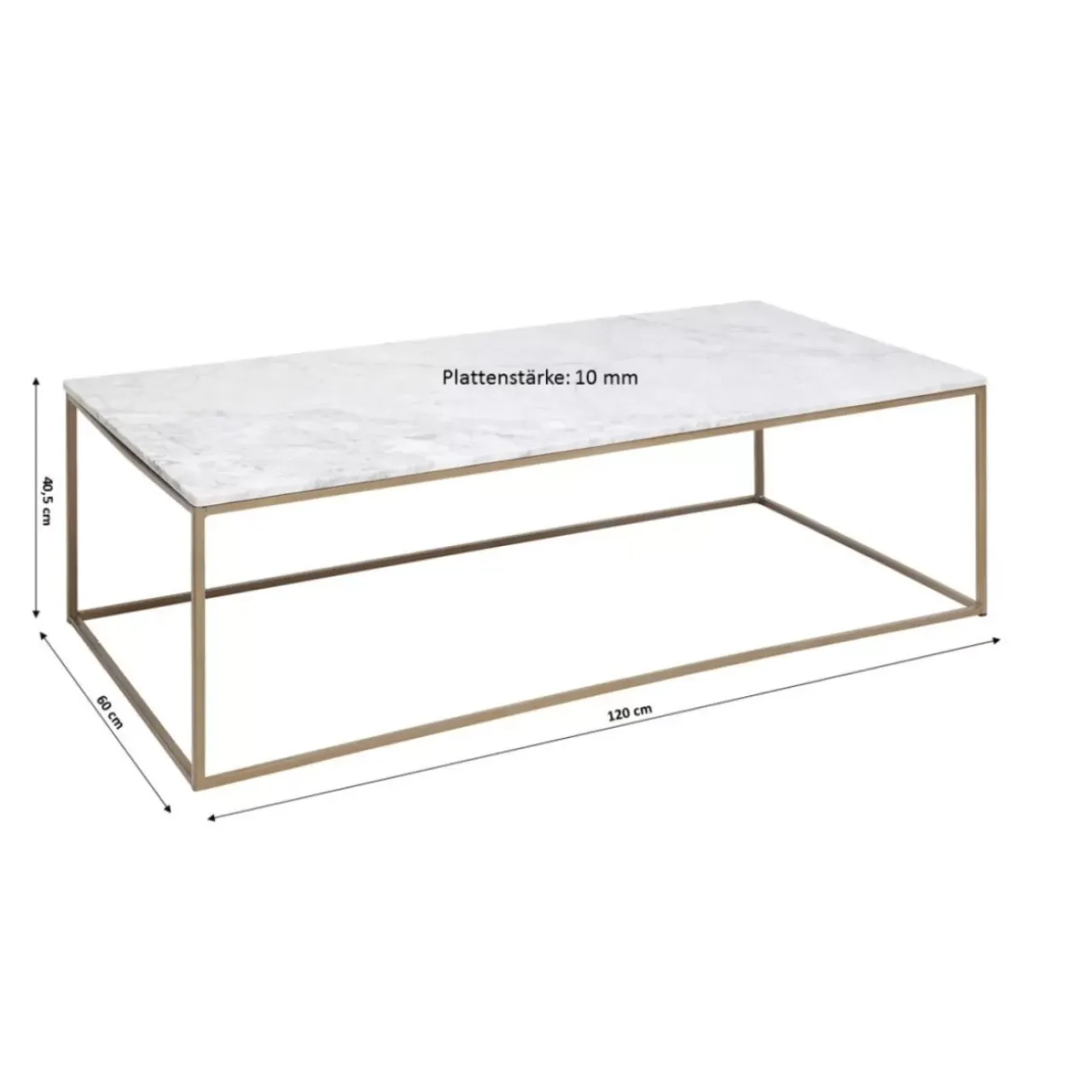 Tische-KARE Design Couchtisch Key West Gold 120X60