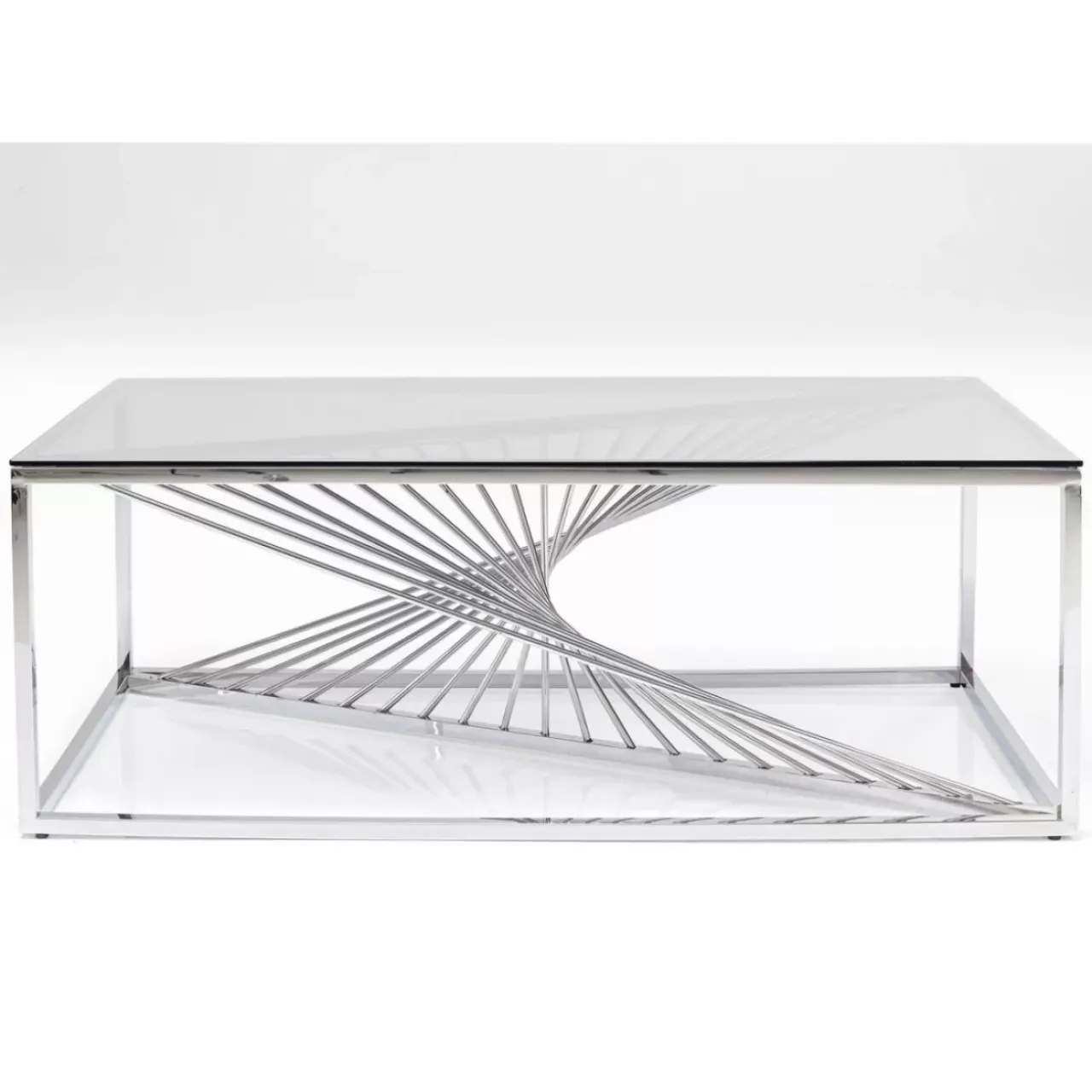 Tische-KARE Design Couchtisch Laser Silber Klarglas 120X60