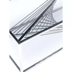 Tische-KARE Design Couchtisch Laser Silber Klarglas 120X60