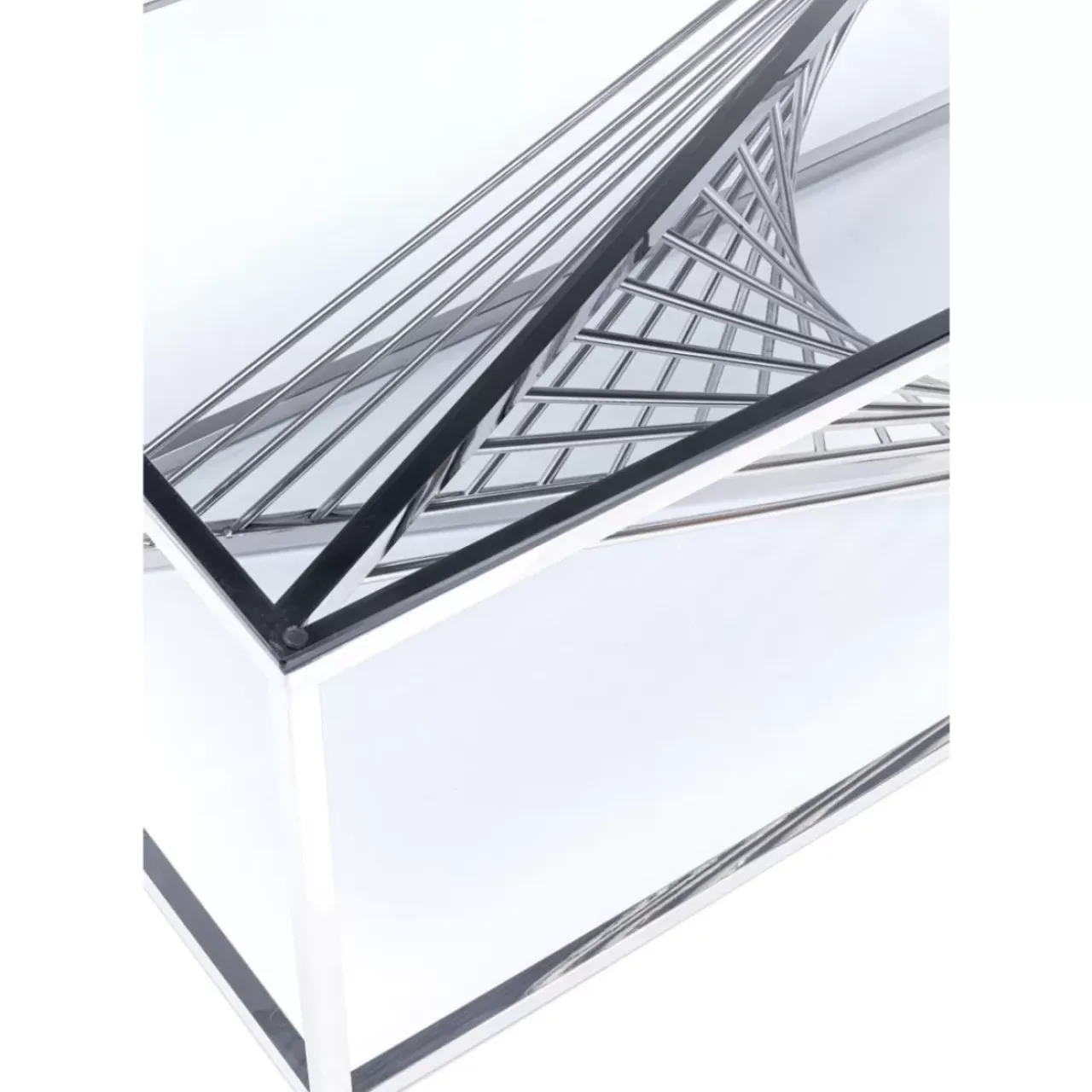 Tische-KARE Design Couchtisch Laser Silber Klarglas 120X60